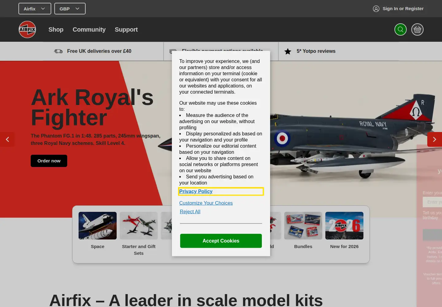 Screenshot of airfix.com