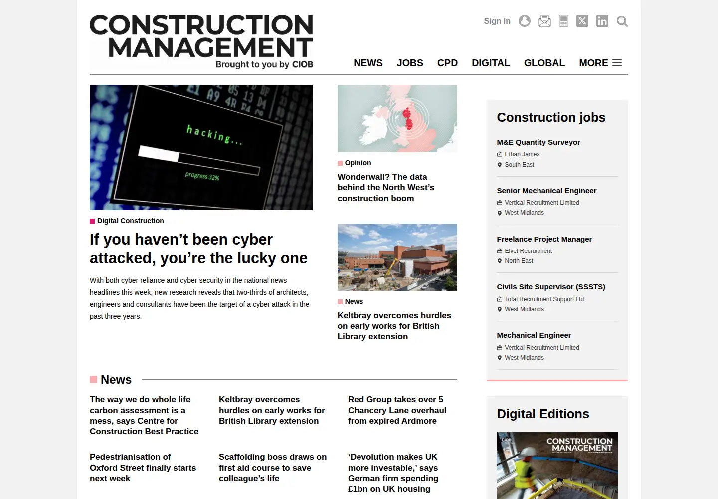 Captured homepage of constructionmanagement.co.uk in the current scan