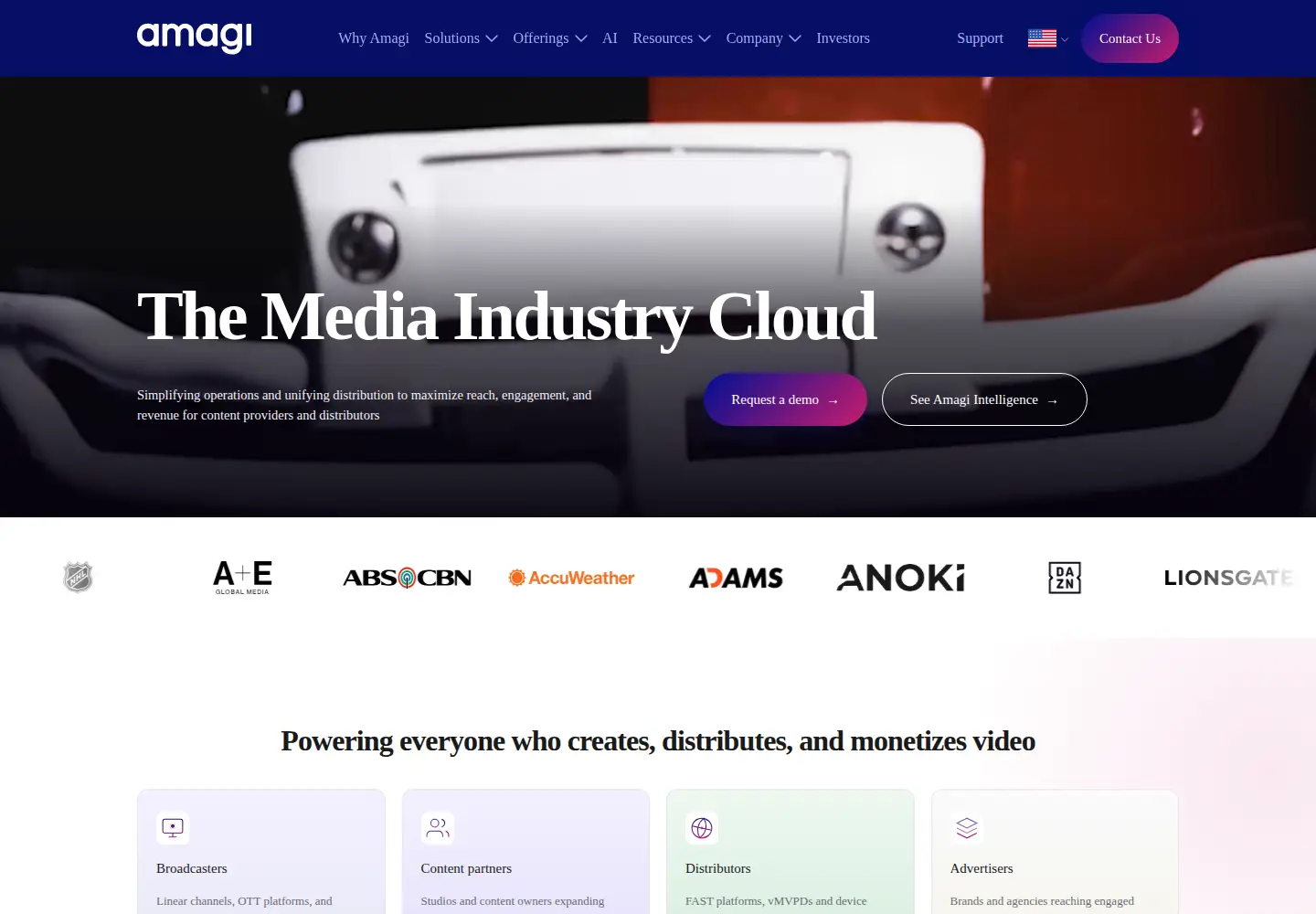 Captured homepage of amagi.com in the current scan