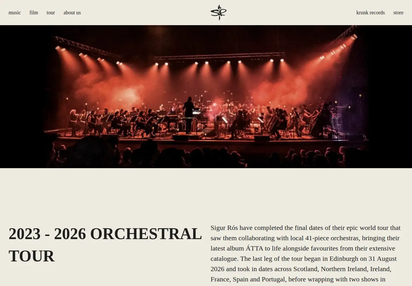 Captured homepage of sigur-ros.co.uk in the current scan