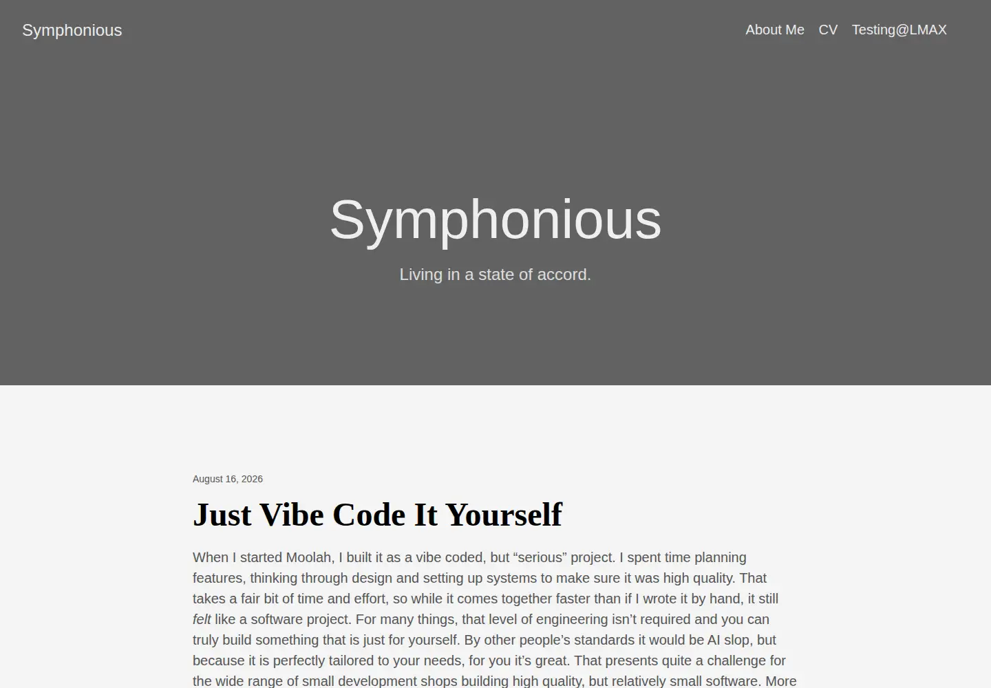 Captured homepage of symphonious.net in the current scan