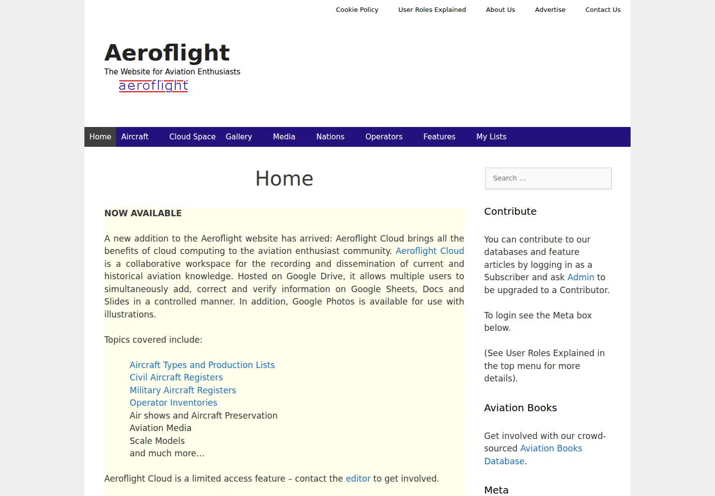 Captured homepage of aeroflight.co.uk in the current scan