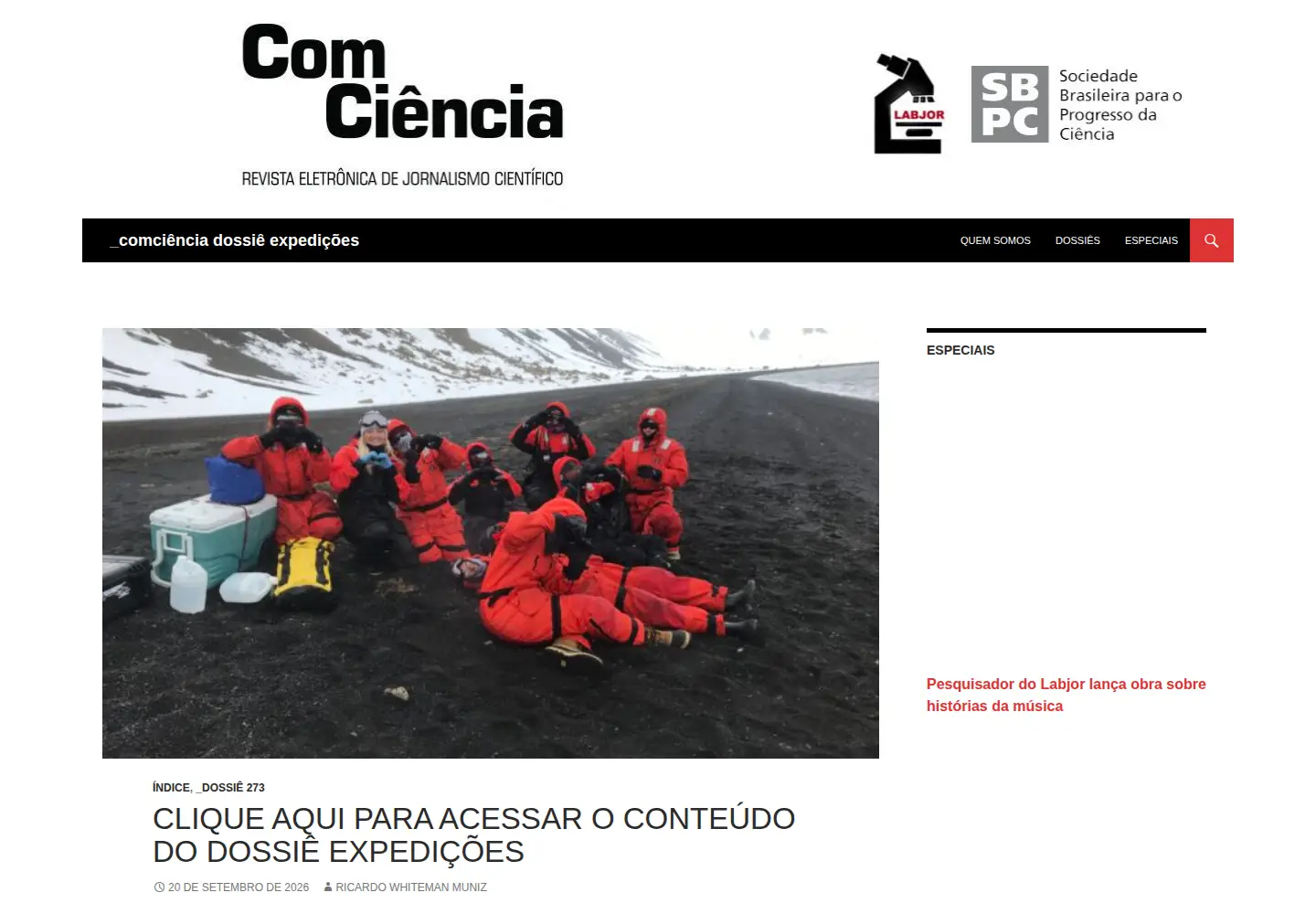 Screenshot of comciencia.br
