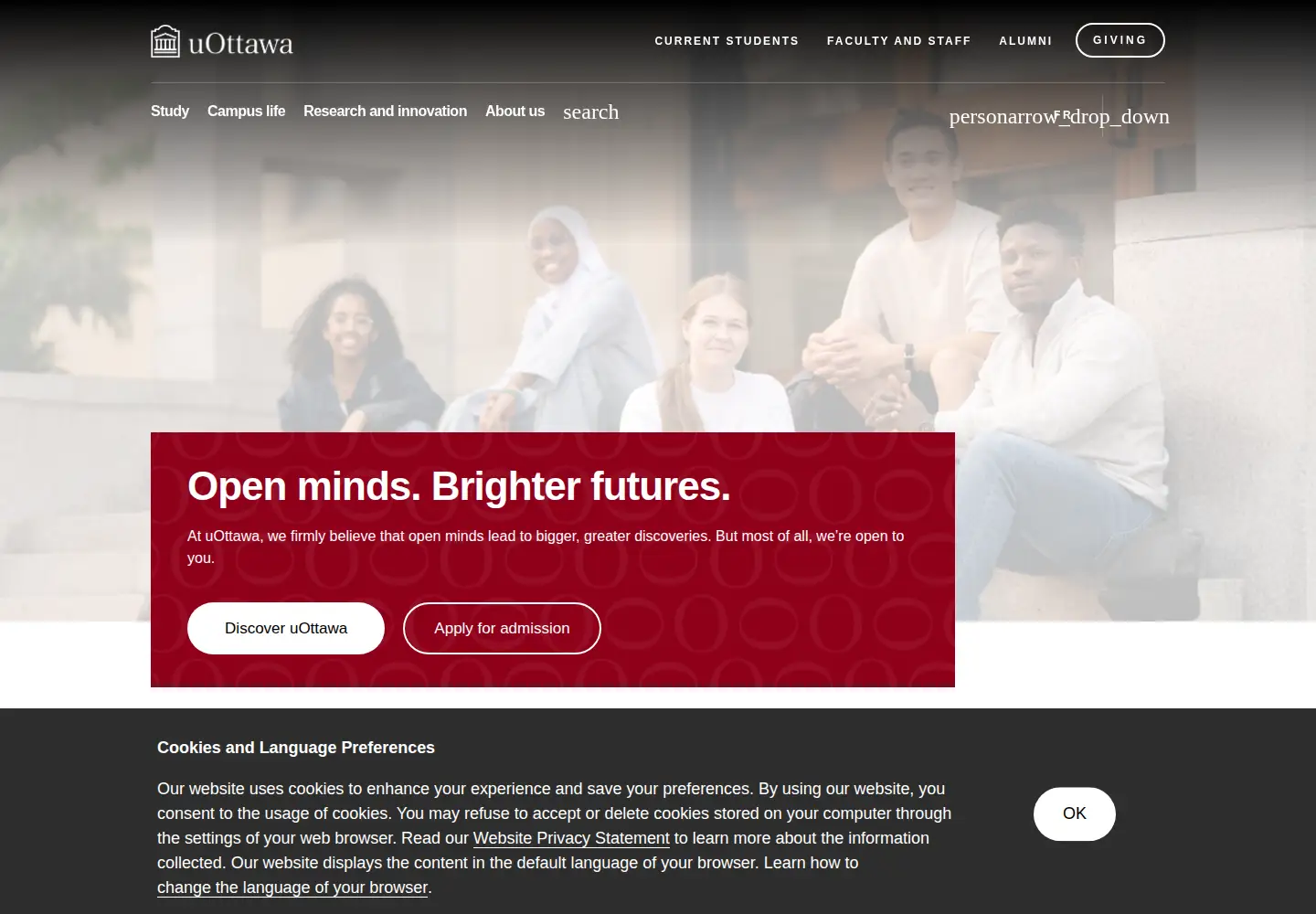 Screenshot of uottawa.ca