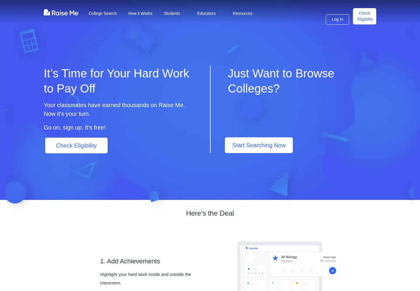 Screenshot of raise.me