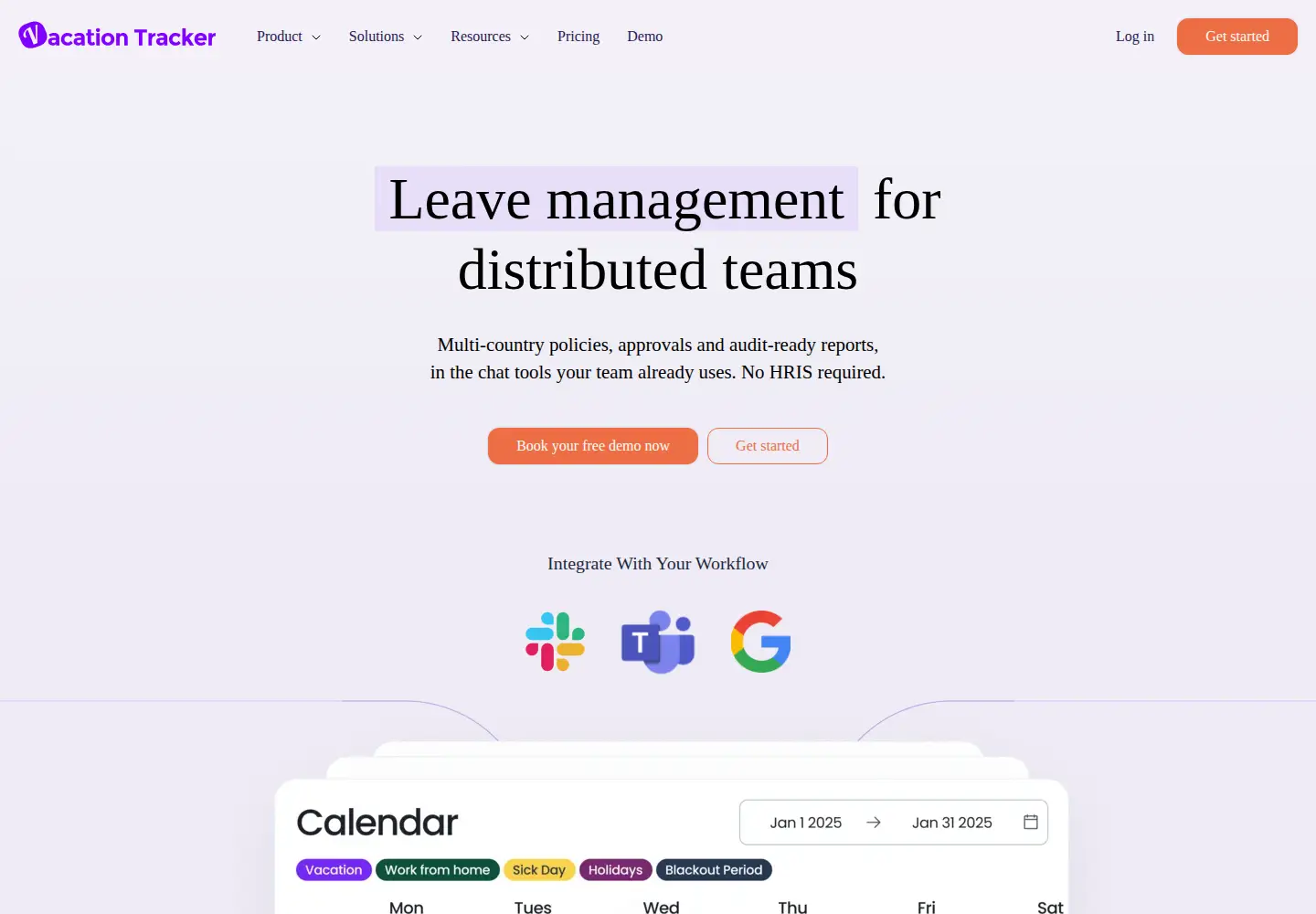 Screenshot of vacationtracker.io