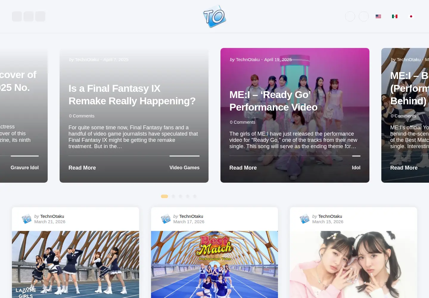 Captured homepage of technotaku.com in the current scan