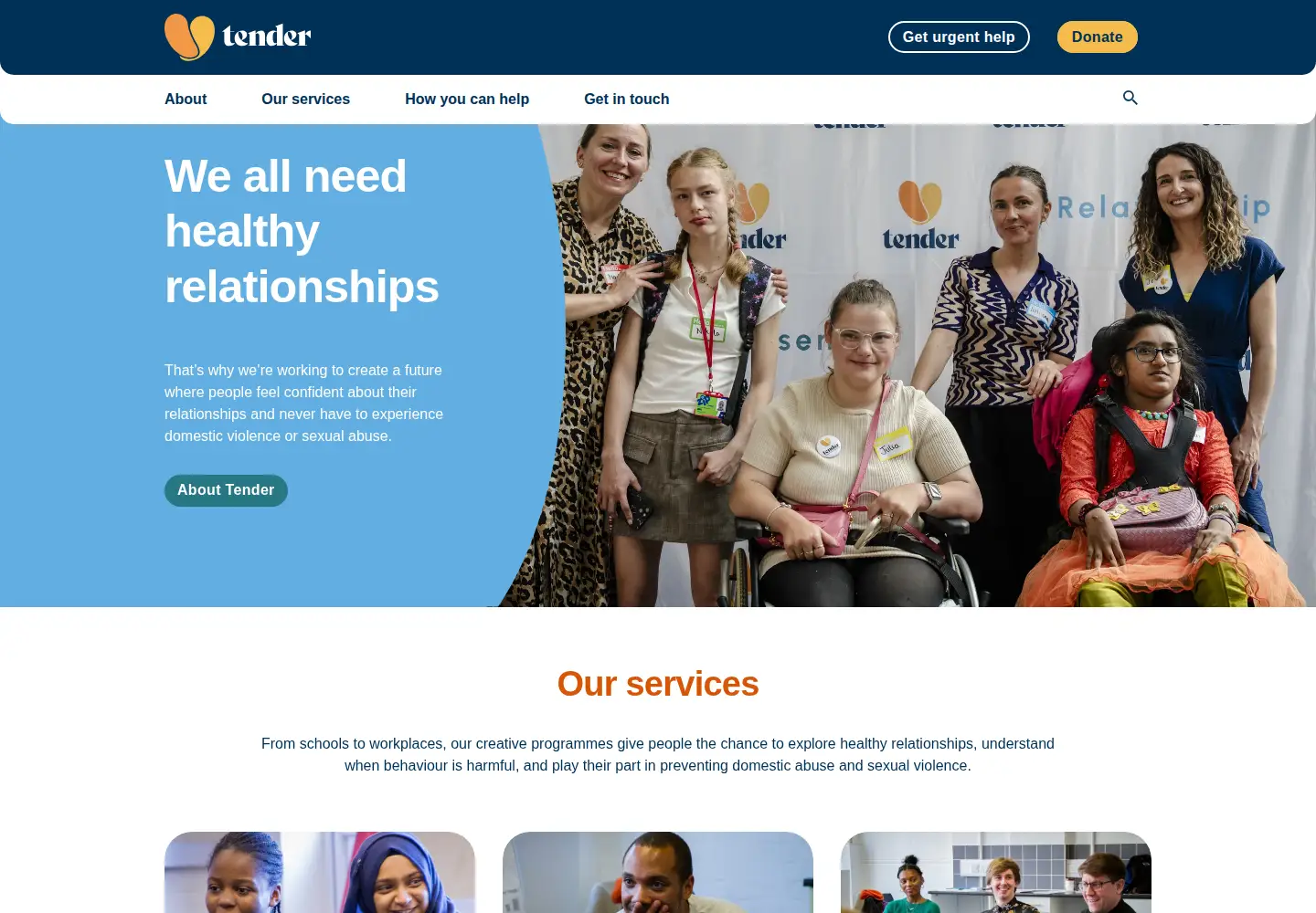 Captured homepage of tender.org.uk in the current scan