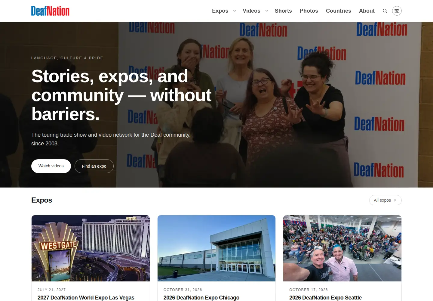 Captured homepage of deafnation.com in the current scan