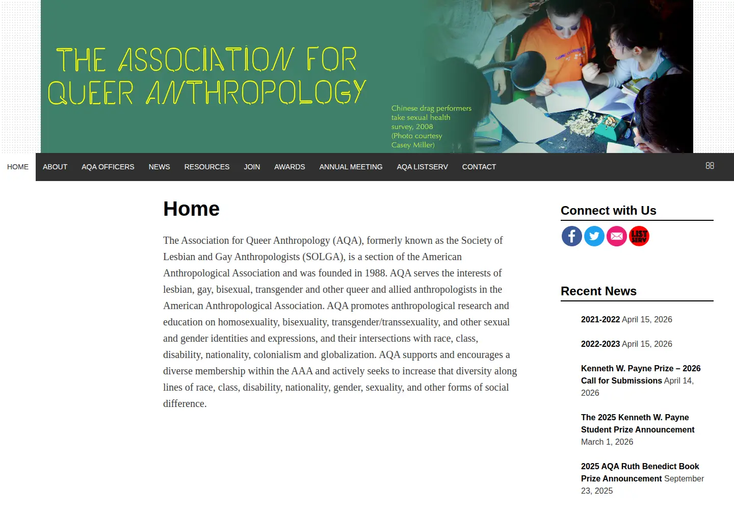 Captured homepage of queeranthro.org in the current scan