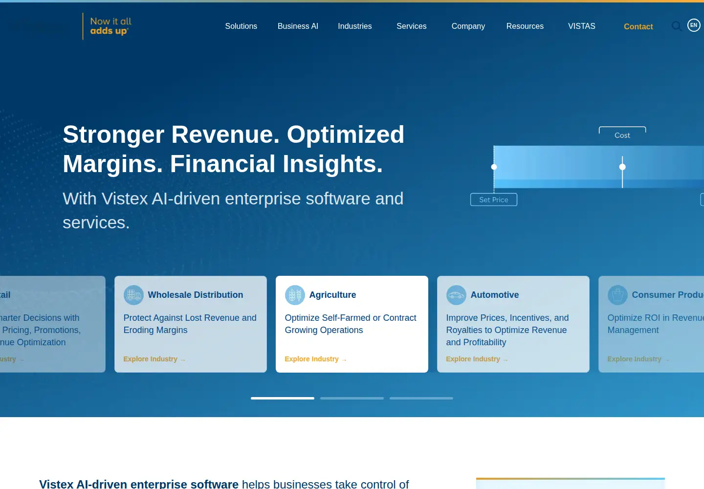 Captured homepage of vistex.com in the current scan