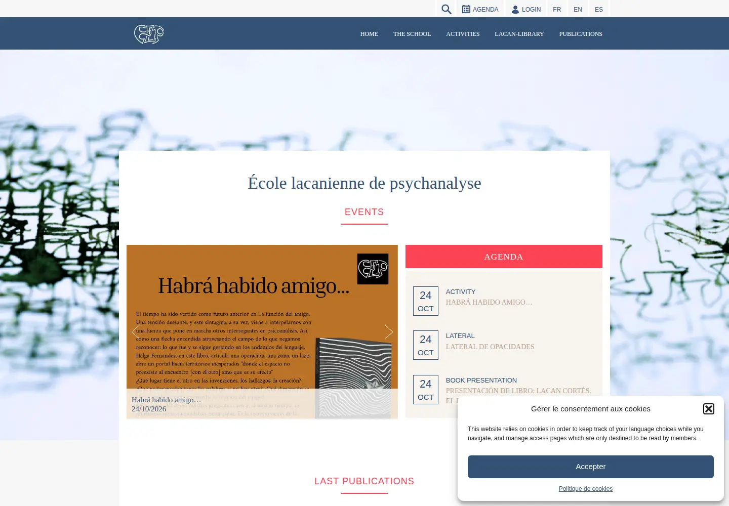 Screenshot of ecole-lacanienne.net