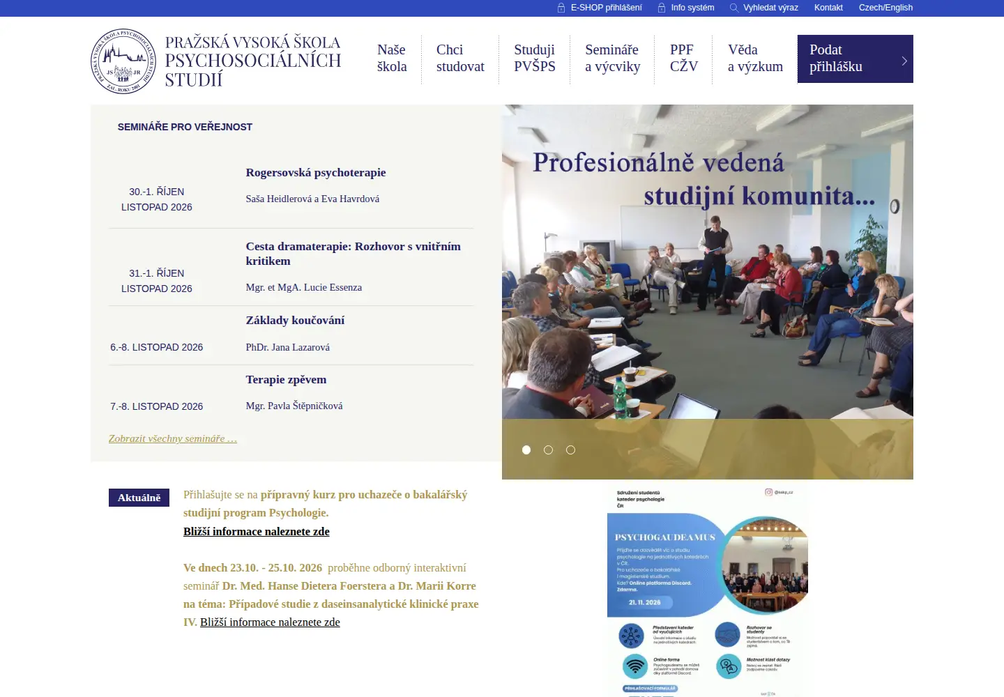 Captured homepage of pvsps.cz in the current scan