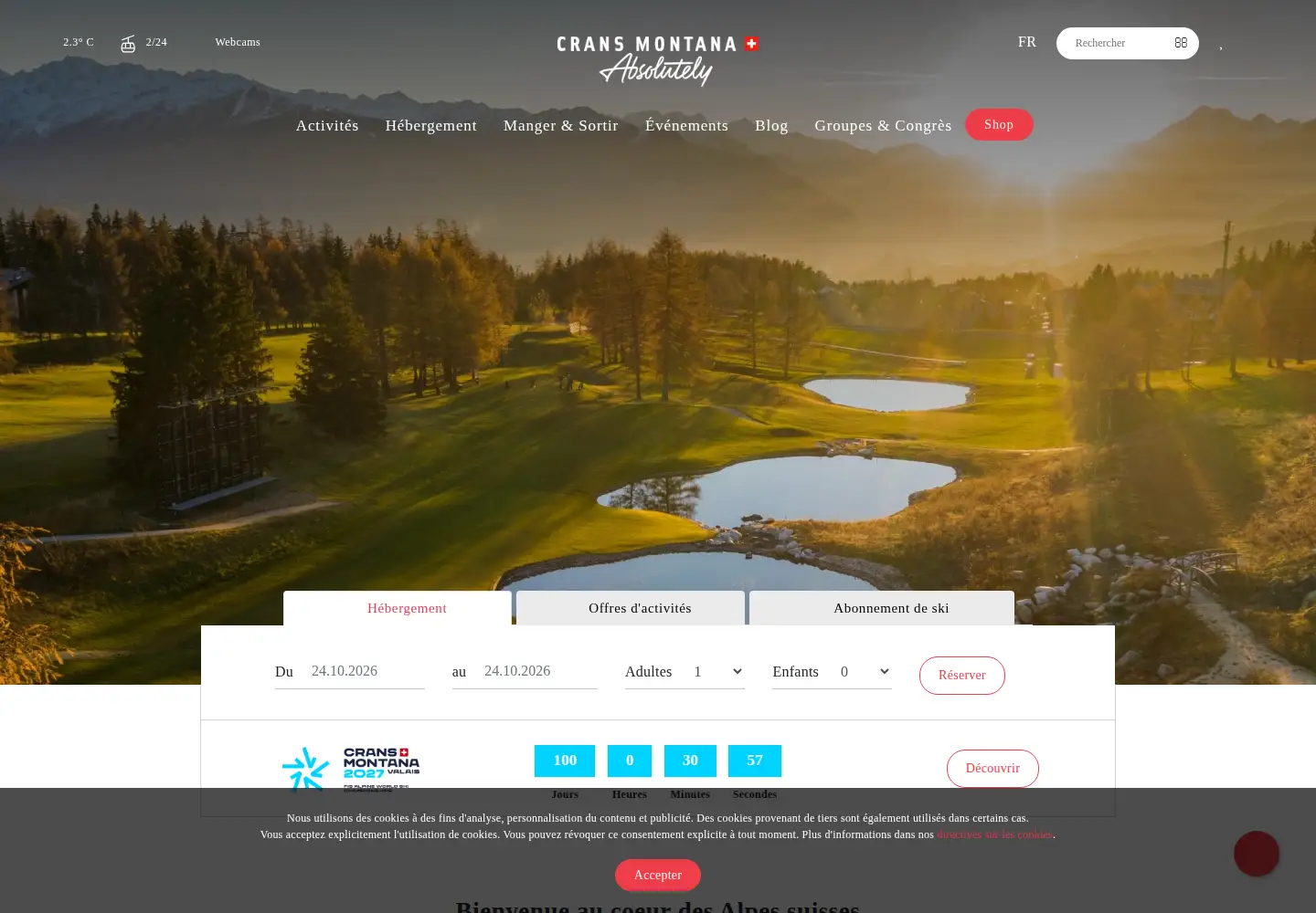 Captured homepage of crans-montana.ch in the current scan