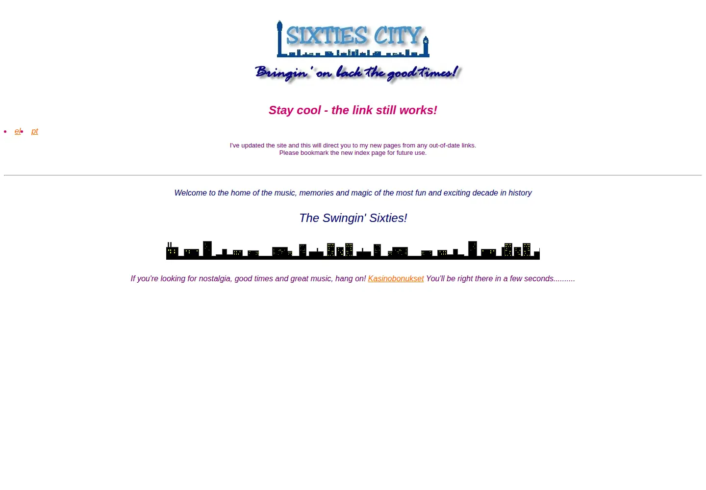 Screenshot of sixtiescity.com