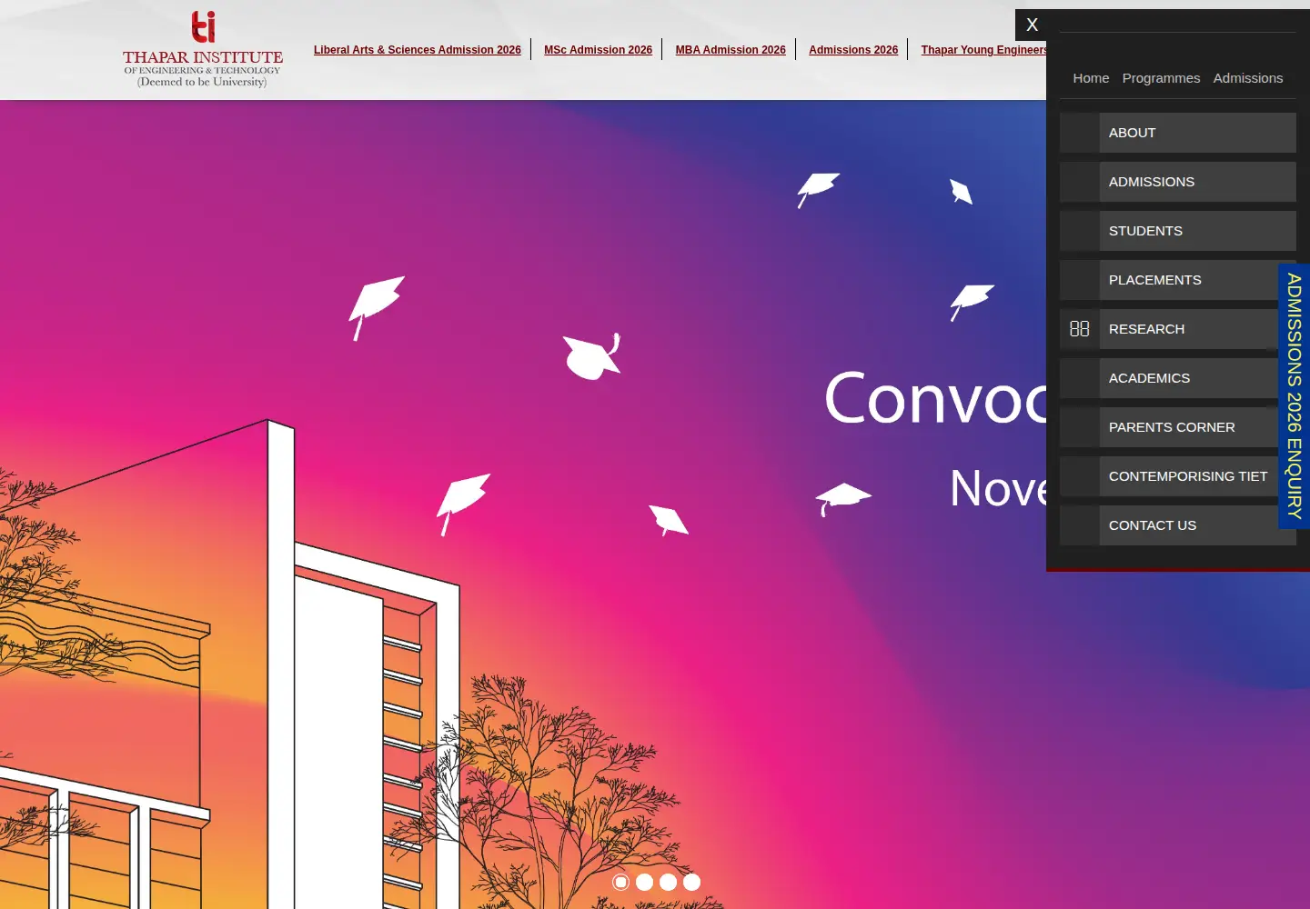 Screenshot of thapar.edu