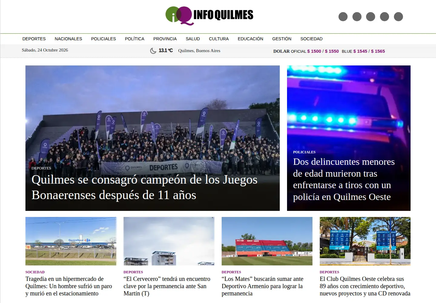 Screenshot of infoquilmes.com.ar