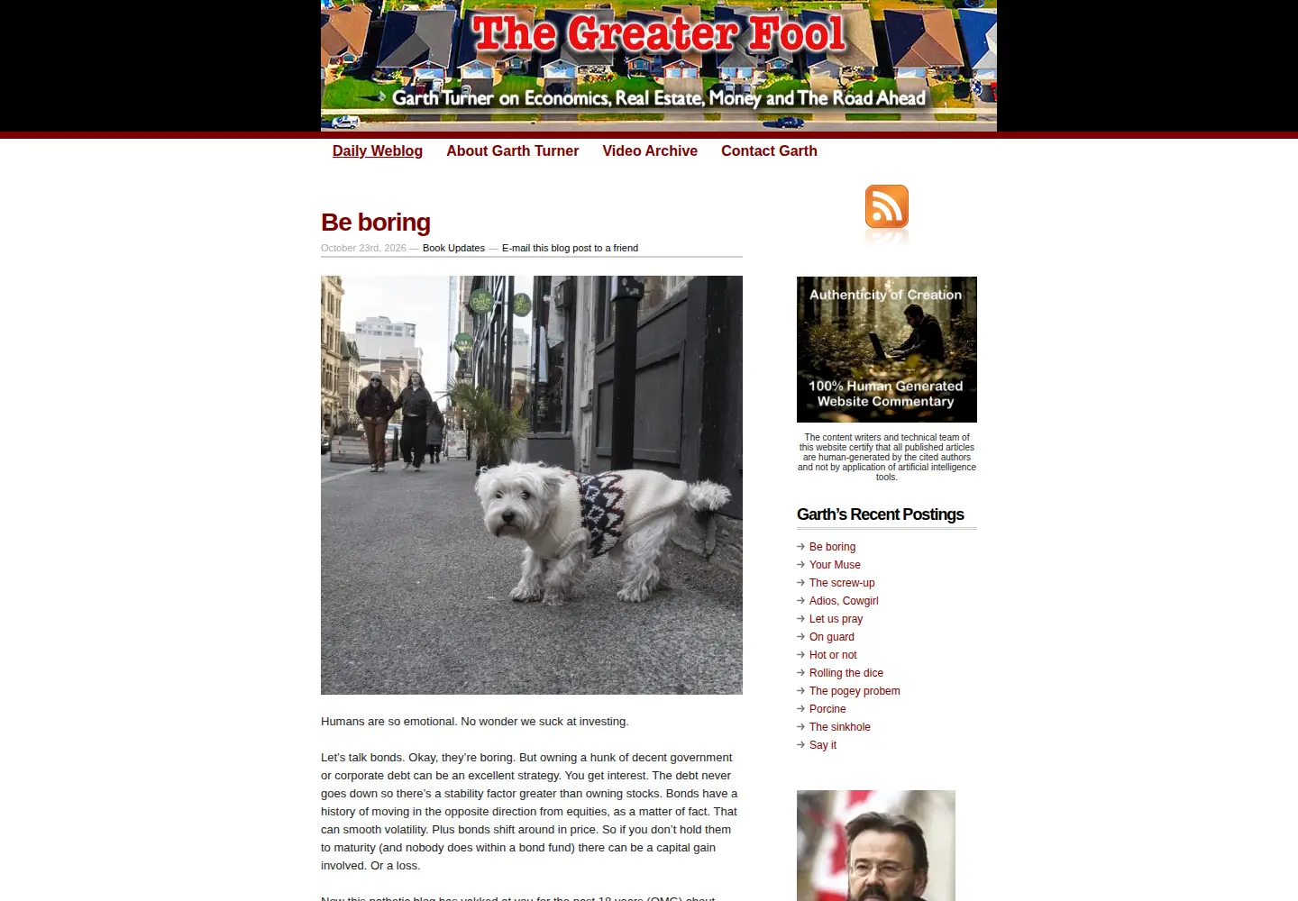 Captured homepage of greaterfool.ca in the current scan