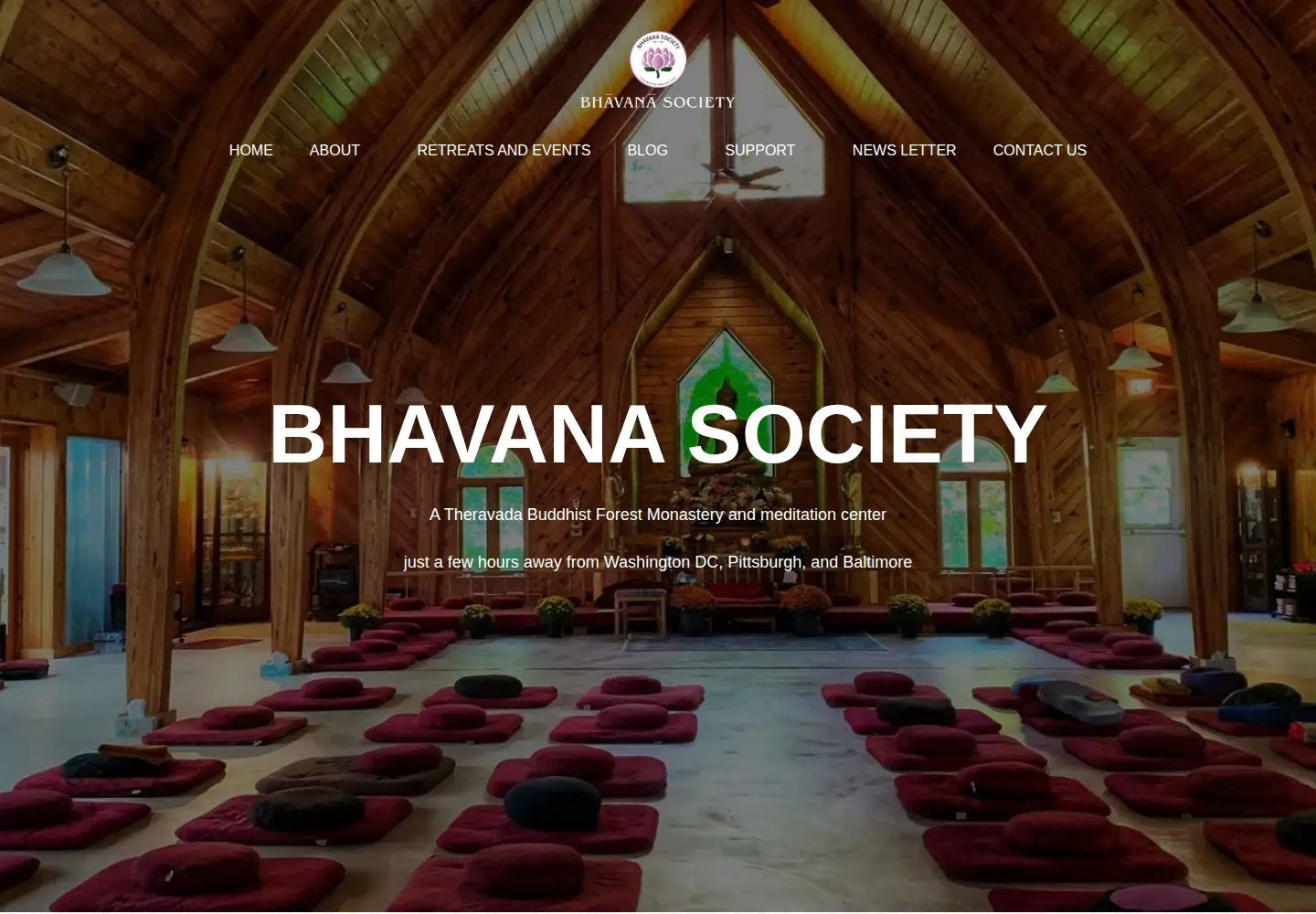 Captured homepage of bhavanasociety.org in the current scan
