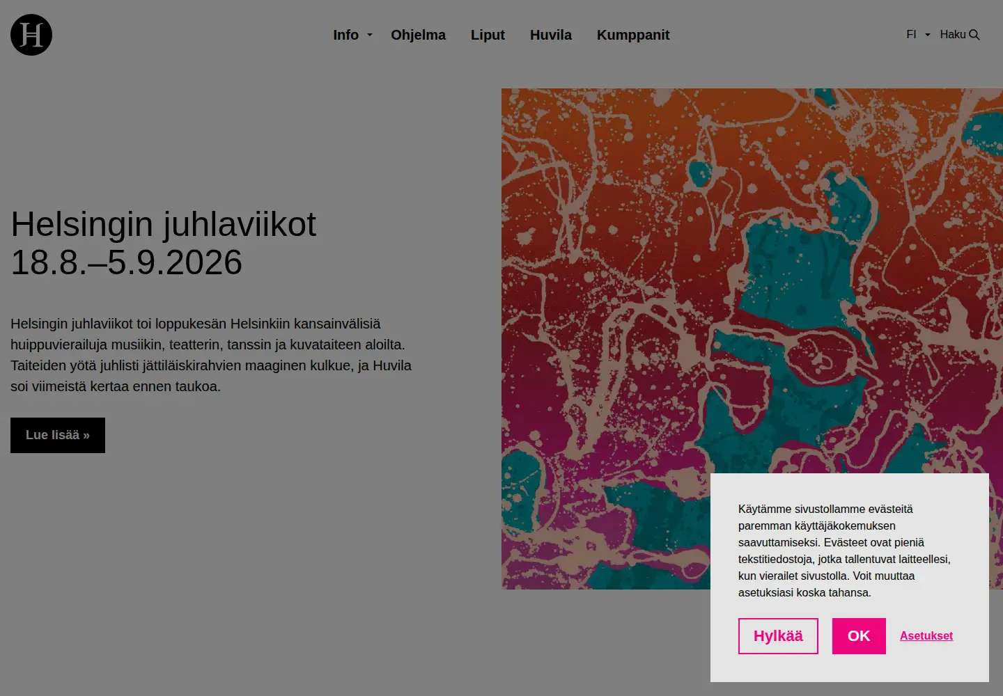 Screenshot of helsinkifestival.fi