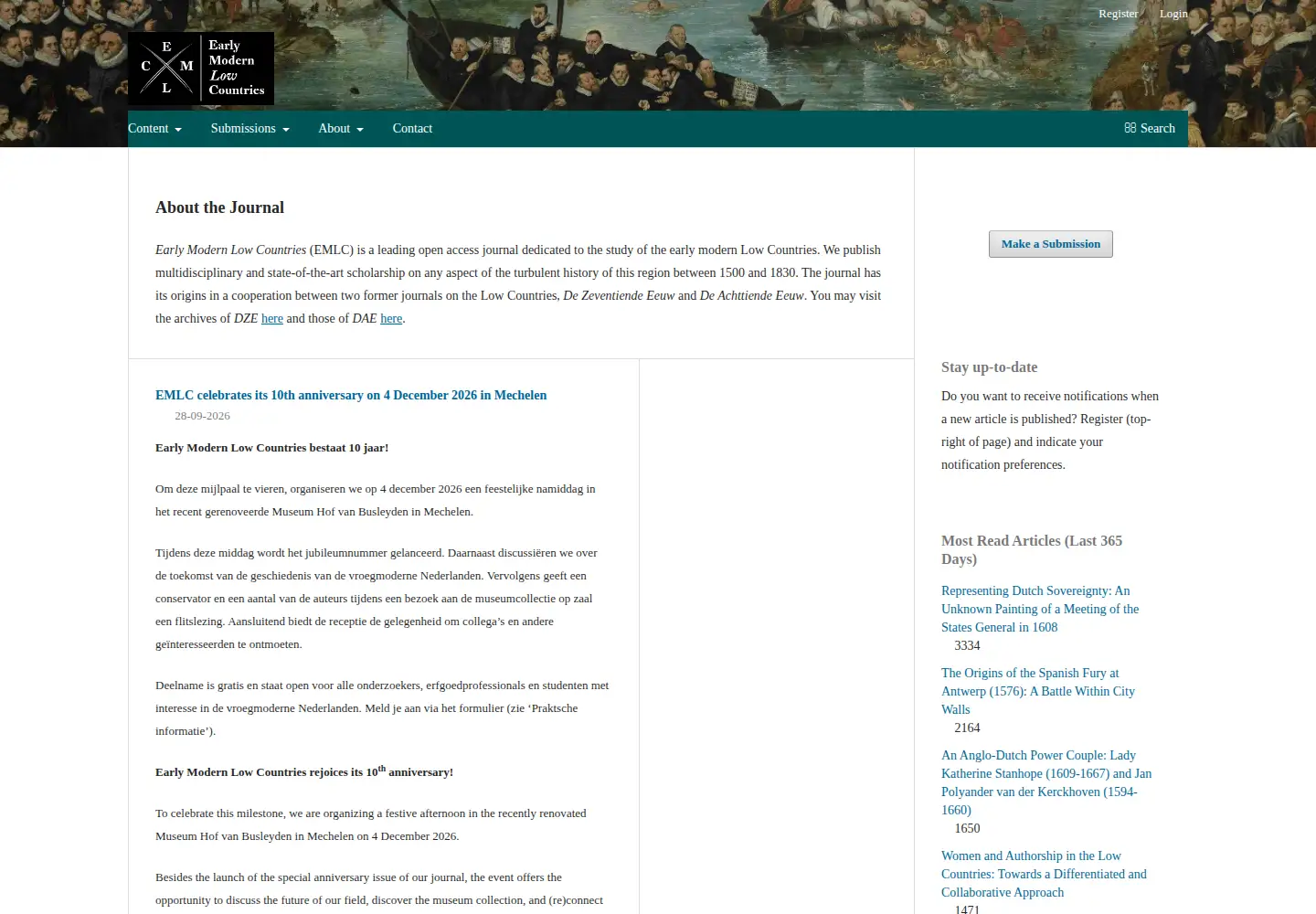 Captured homepage of emlc-journal.org in the current scan