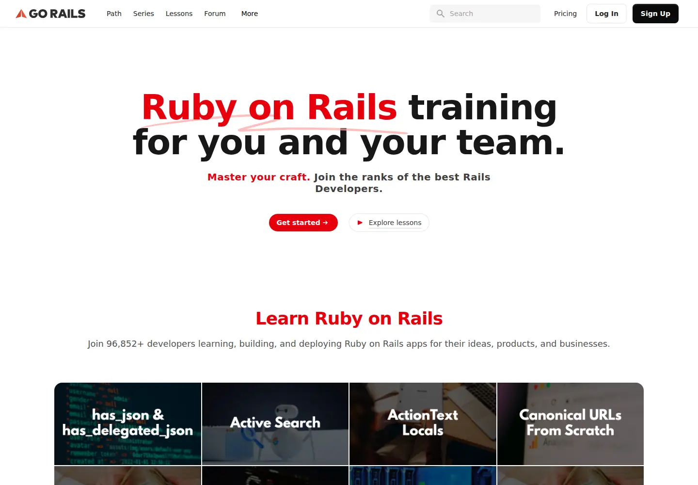 Screenshot of gorails.com