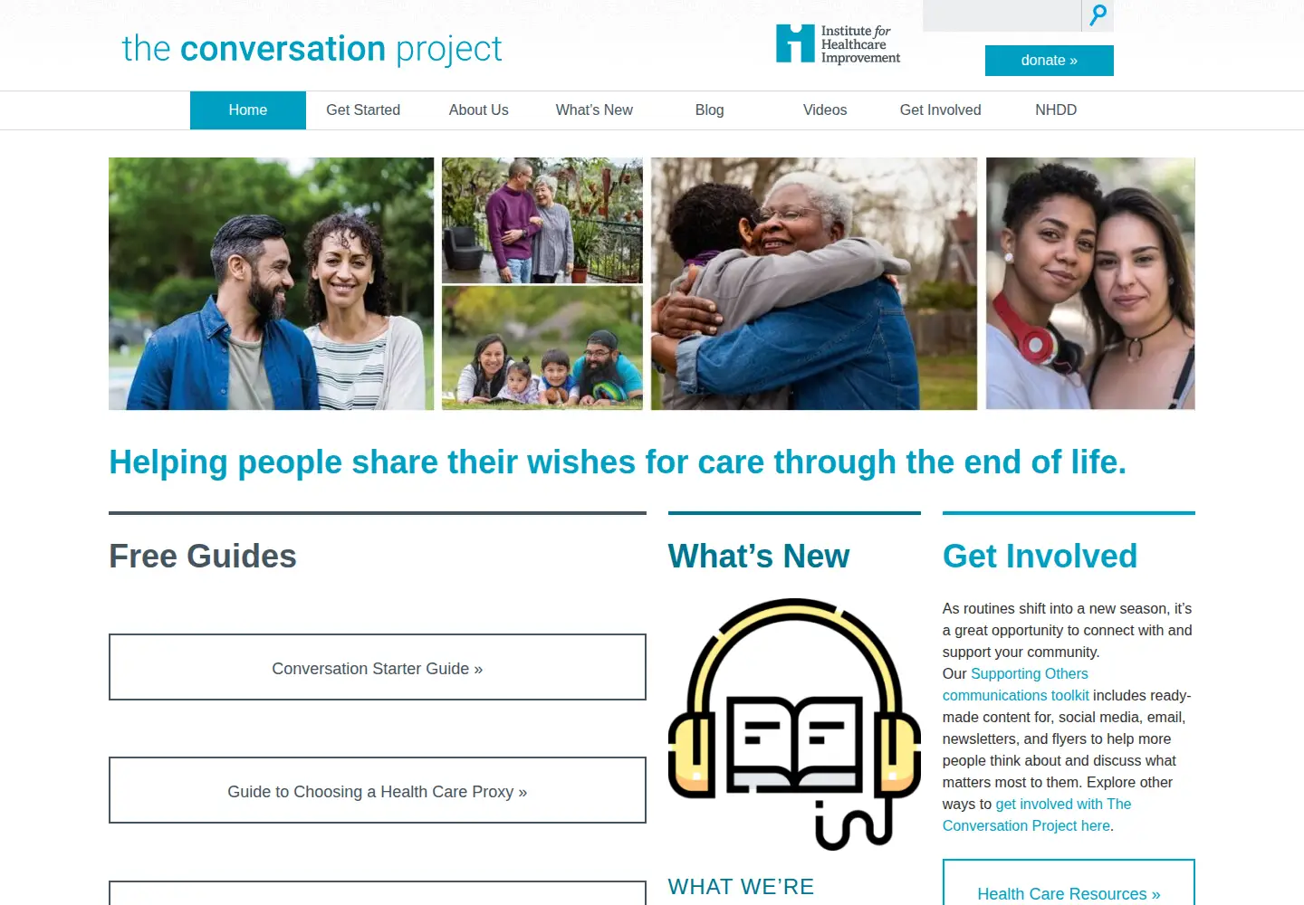 Screenshot of theconversationproject.org