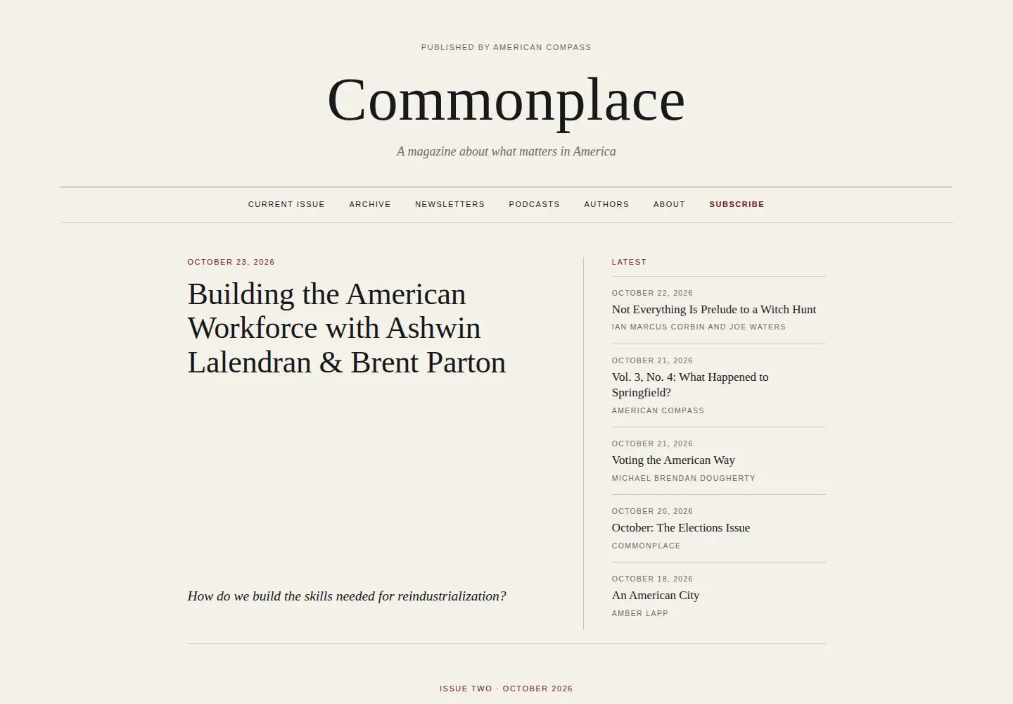 Captured homepage of commonplace.org in the current scan