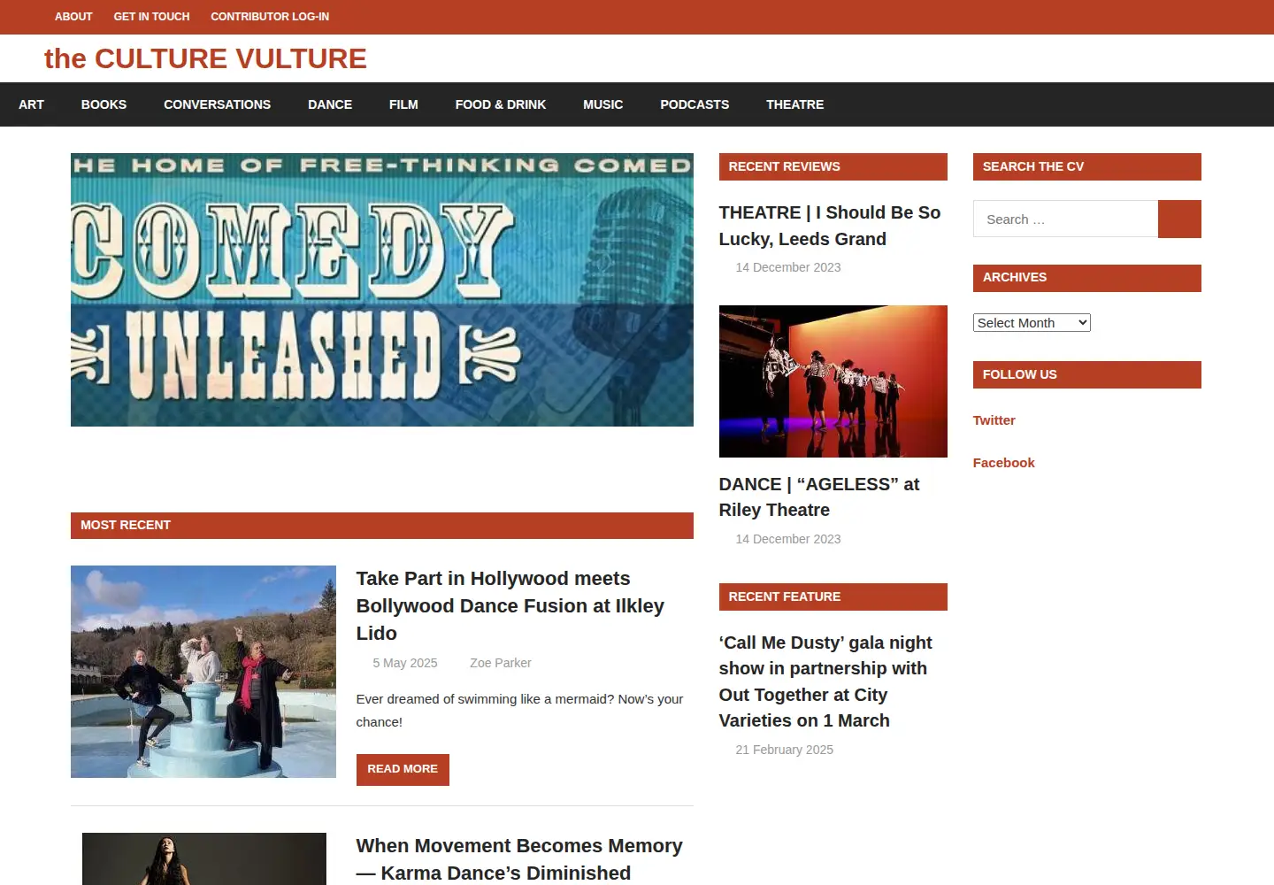 Captured homepage of theculturevulture.co.uk in the current scan