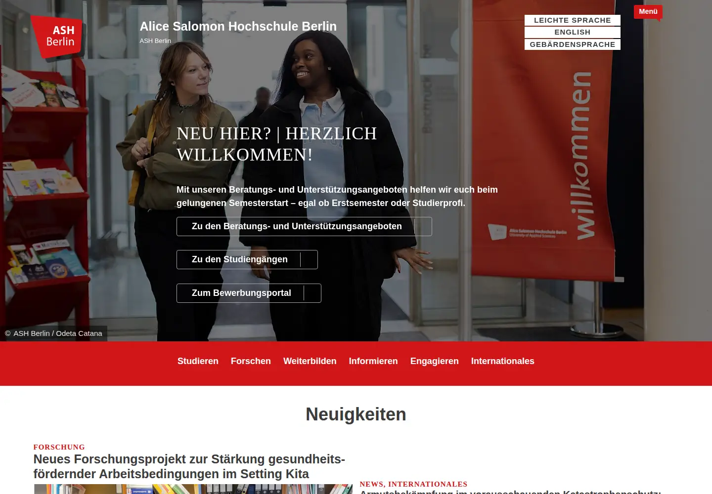 Captured homepage of ash-berlin.eu in the current scan