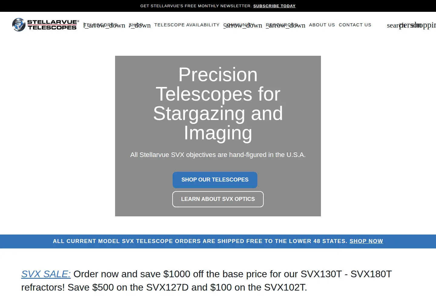 Captured homepage of stellarvue.com in the current scan