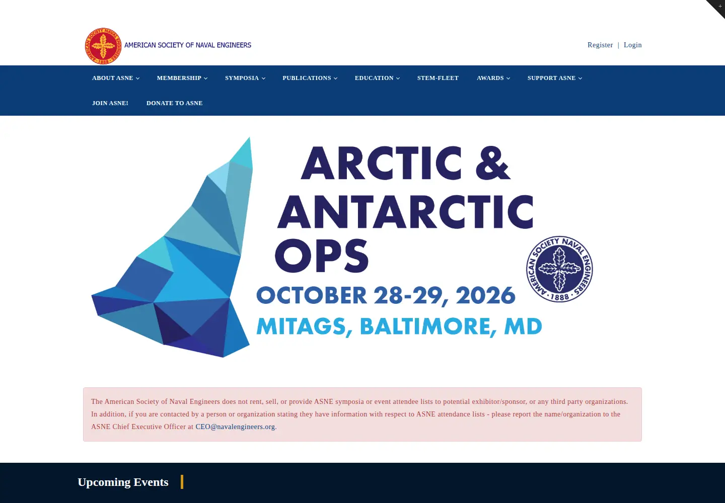 Captured homepage of navalengineers.org in the current scan