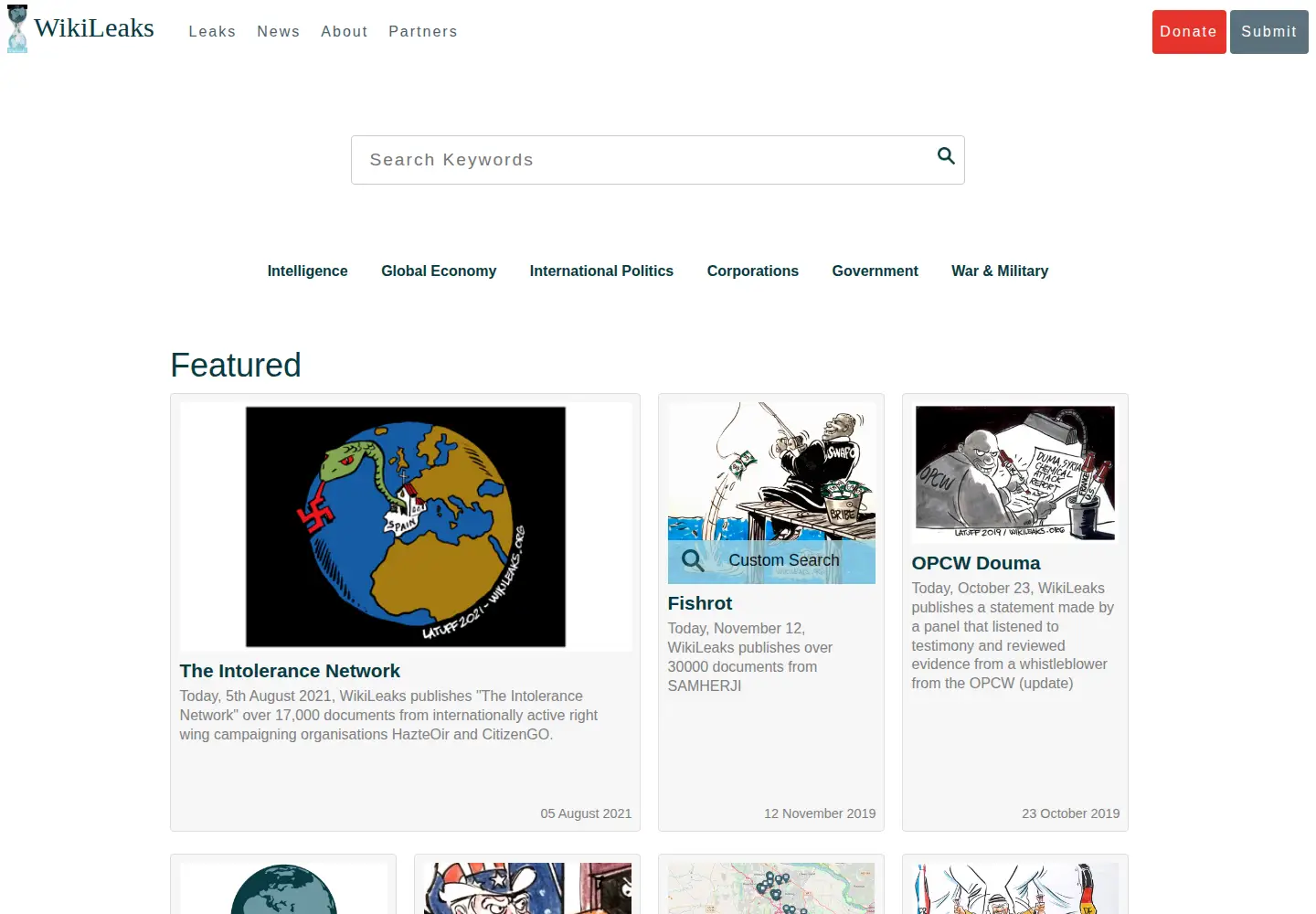 Screenshot of wikileaks.org