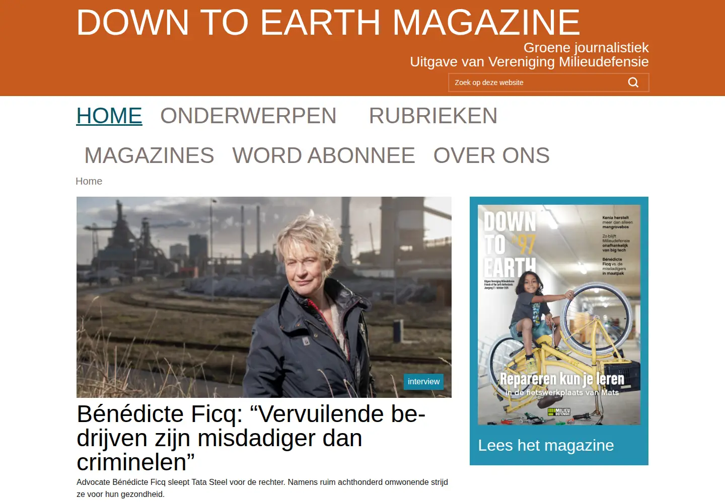 Screenshot of downtoearthmagazine.nl