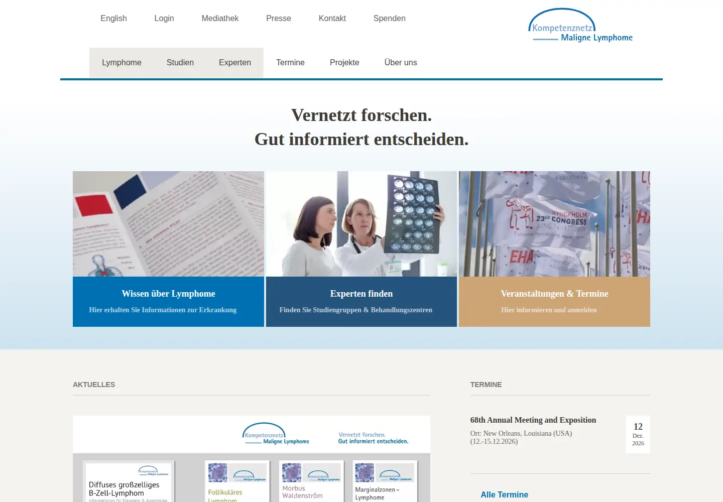 Screenshot of lymphome.de