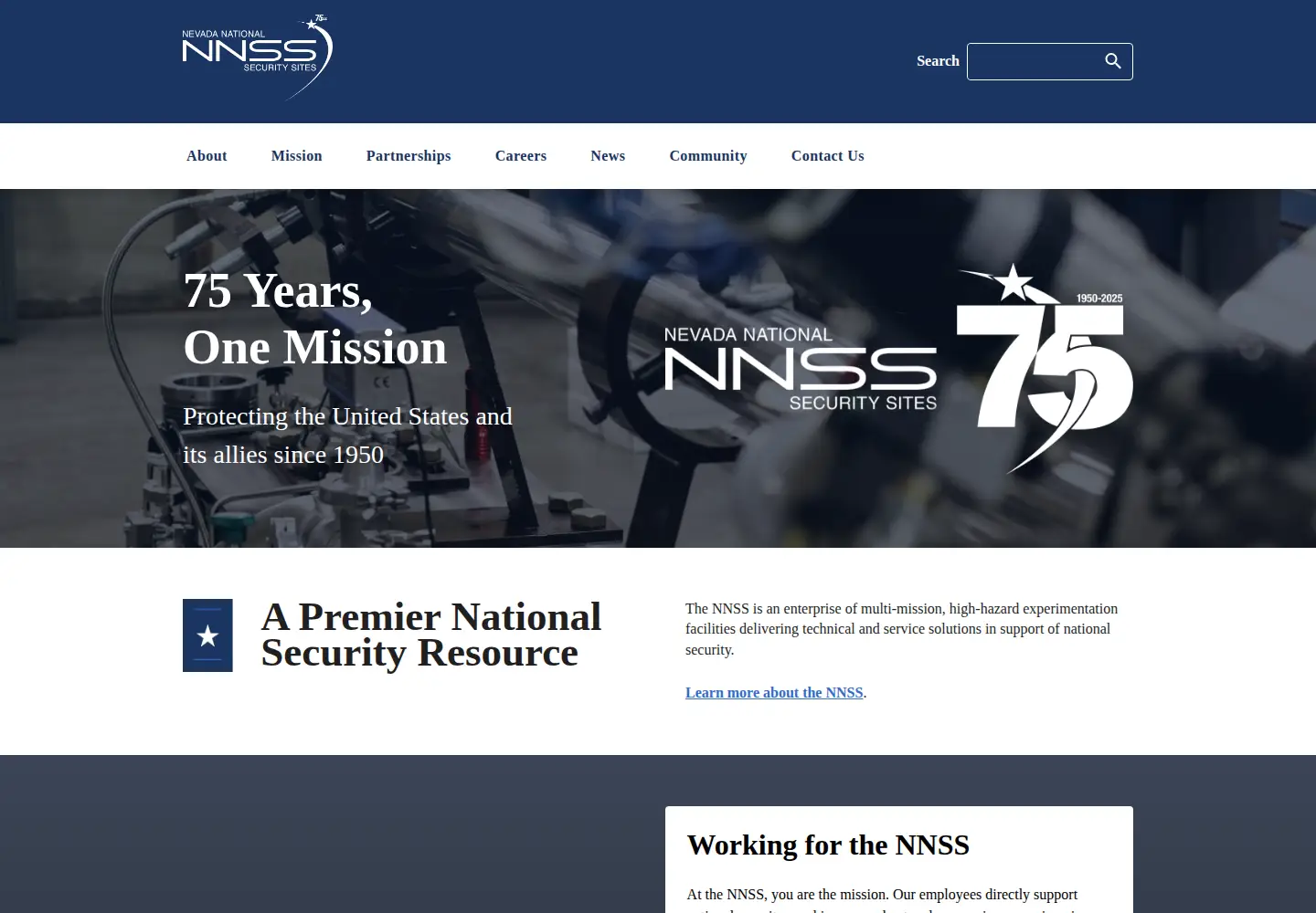 Screenshot of nnss.gov