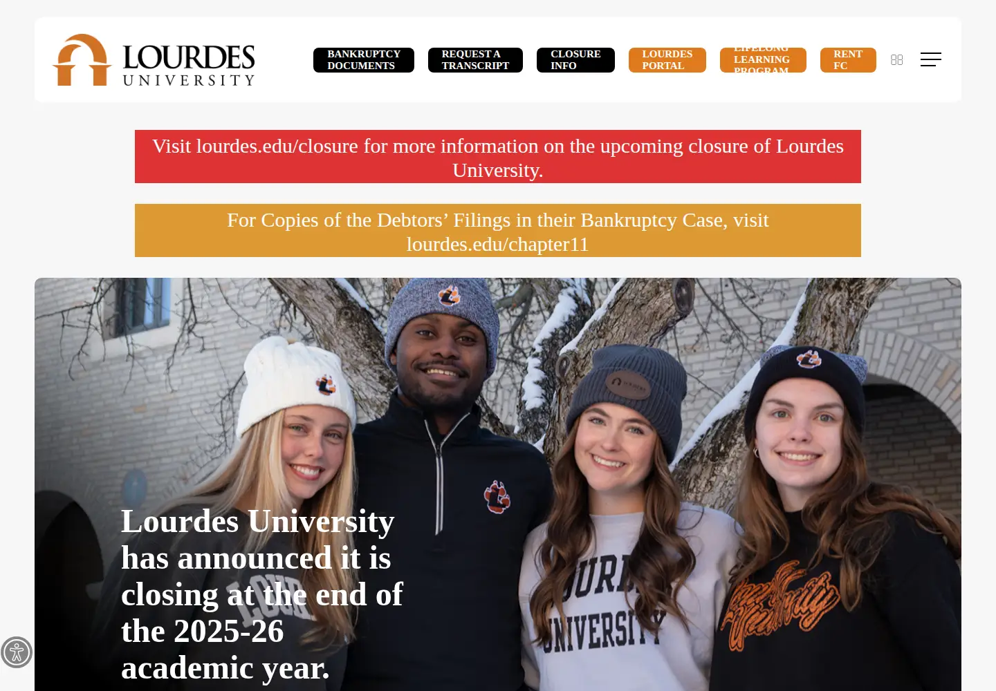 Screenshot of lourdes.edu
