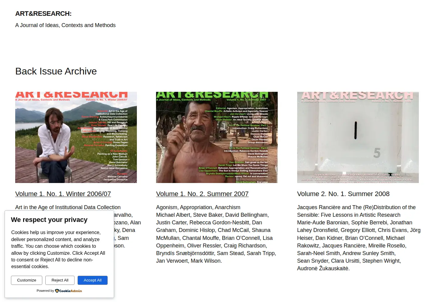 Screenshot of artandresearch.org.uk