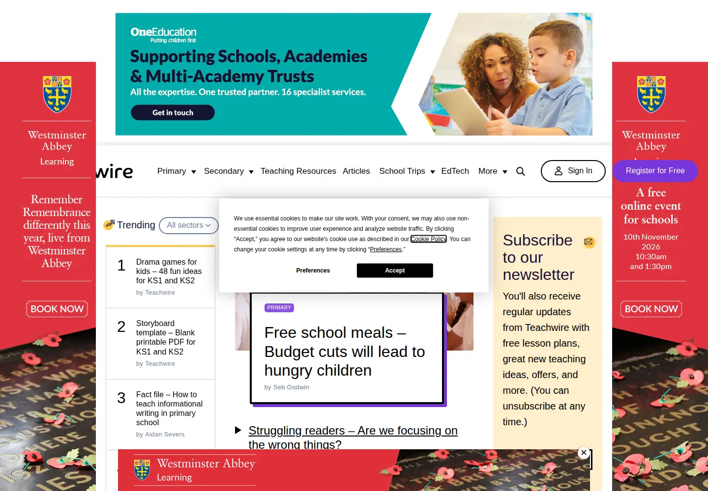 Screenshot of teachwire.net