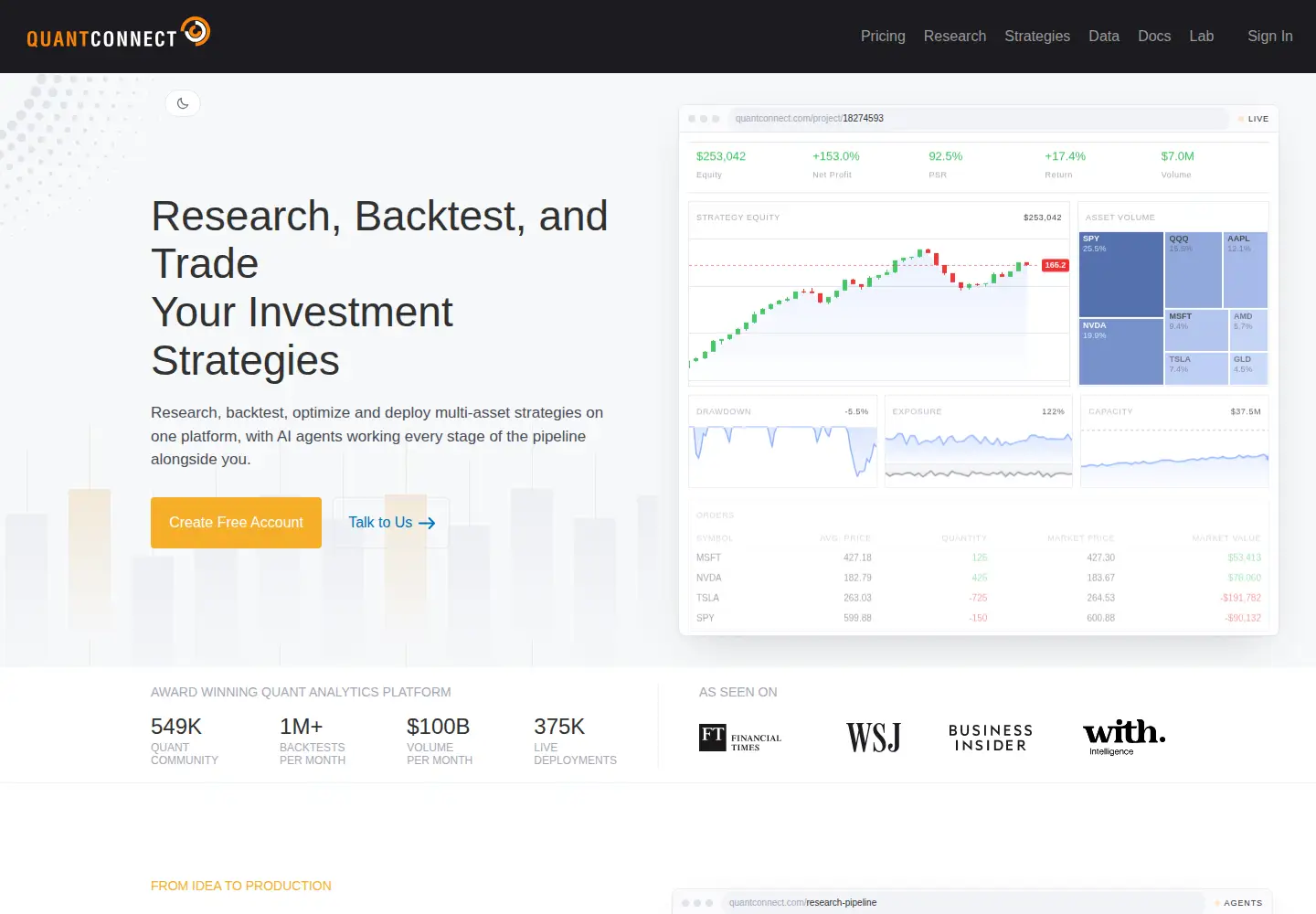 Screenshot of quantconnect.com