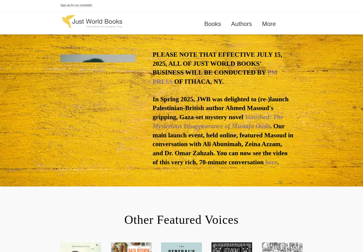 Captured homepage of justworldbooks.com in the current scan
