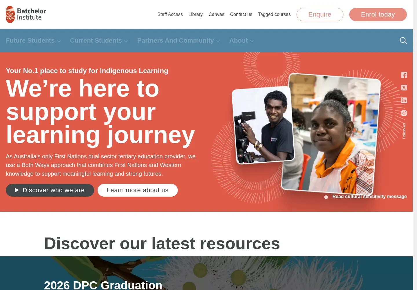 Captured homepage of batchelor.edu.au in the current scan
