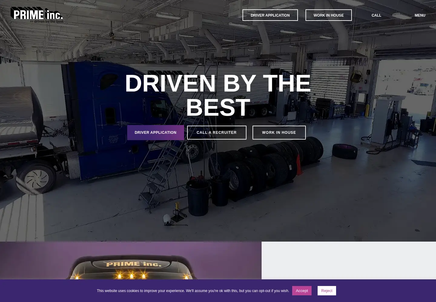 Captured homepage of primeinc.com in the current scan