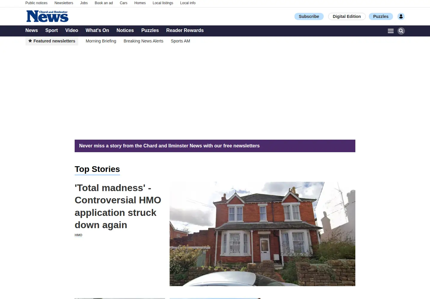 Screenshot of chardandilminsternews.co.uk