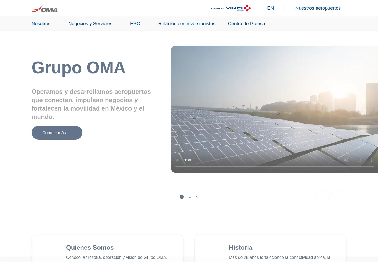 Captured homepage of oma.aero in the current scan