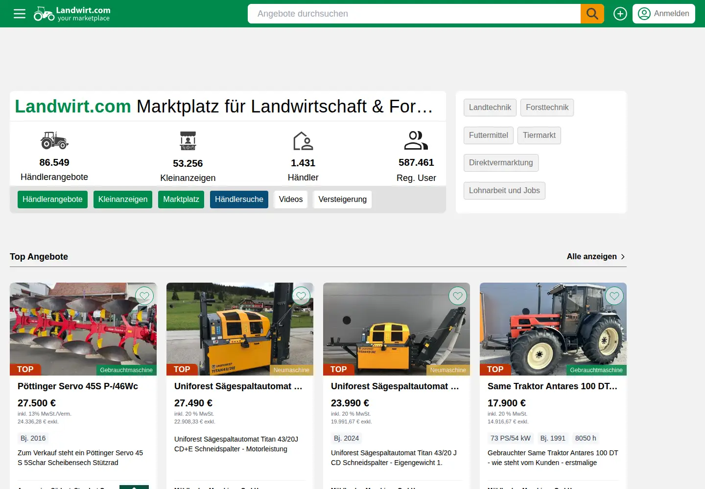 Screenshot of landwirt.com
