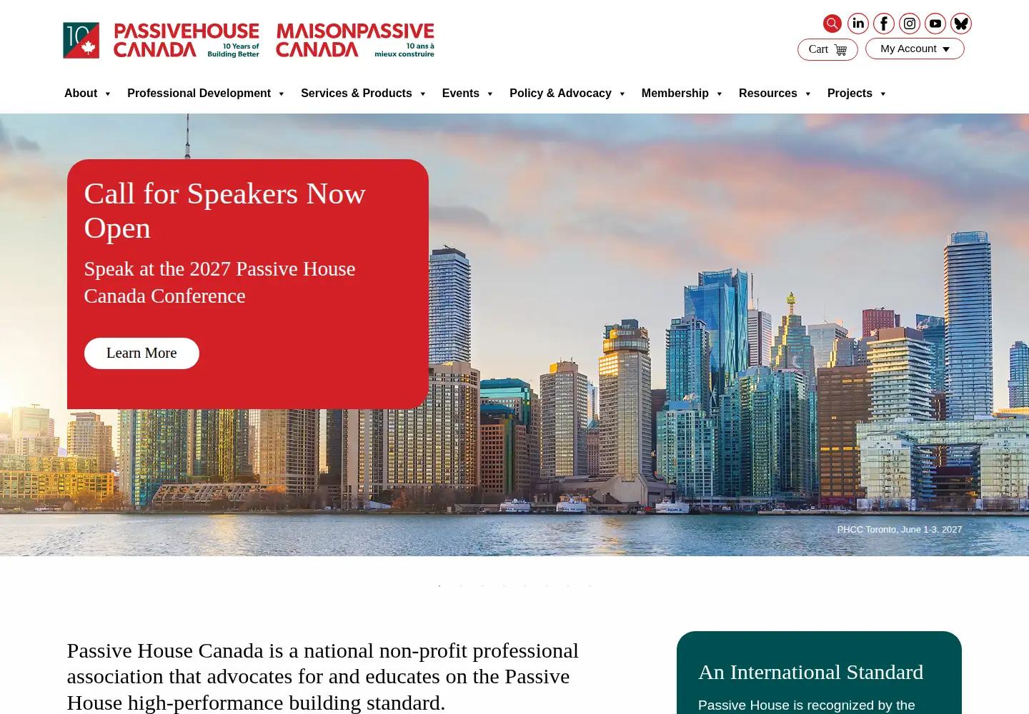 Captured homepage of passivehousecanada.com in the current scan