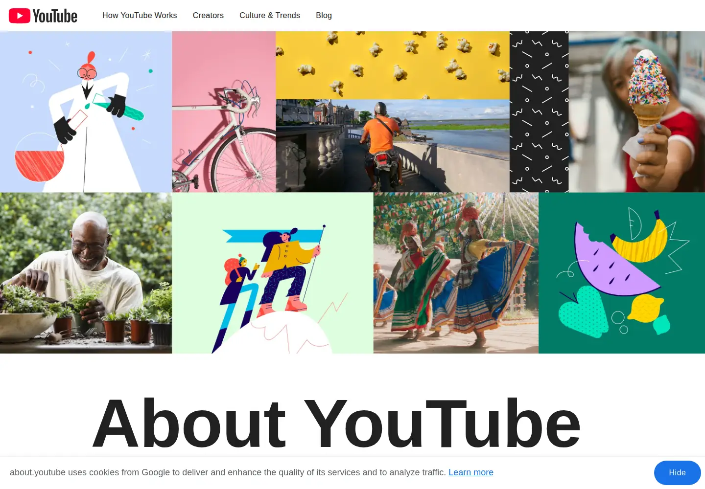 Screenshot of about.youtube