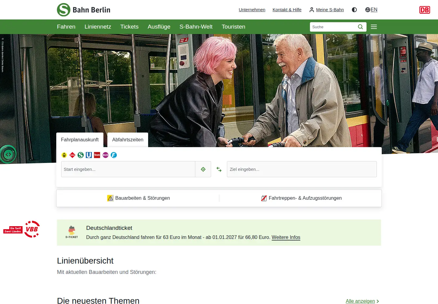 Captured homepage of sbahn.berlin in the current scan