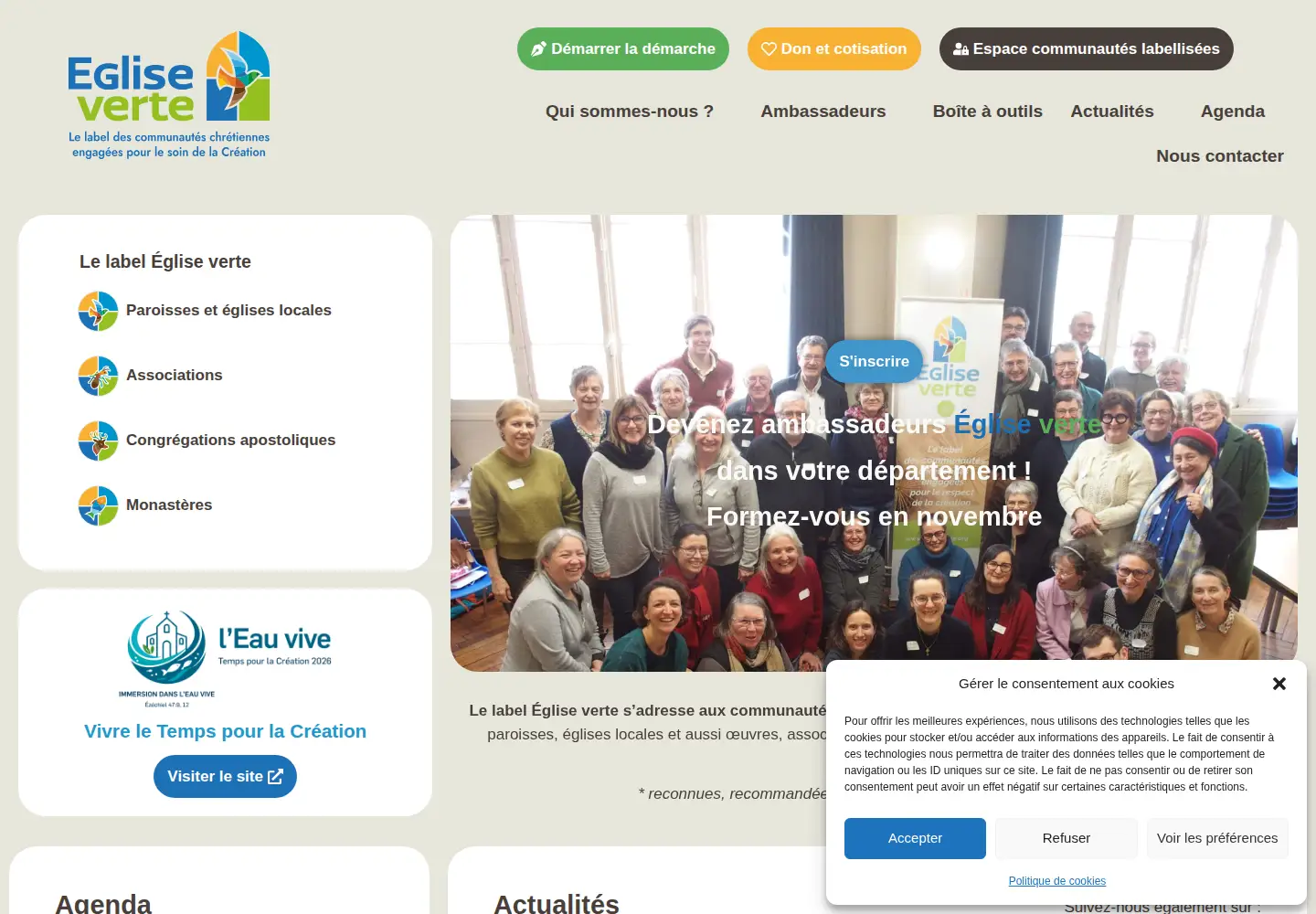Captured homepage of egliseverte.org in the current scan